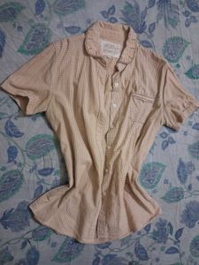 Chic Beige Checked Button-Up Shirt