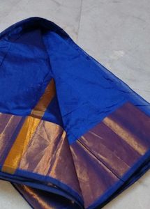 Royal Blue Saree with Bronze Border
