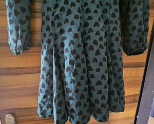 Teal Heart Print Midi Dress