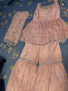 Elegant Pink Sharara Suit Set