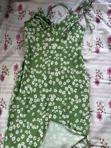 Charming Green Floral Mini Dress