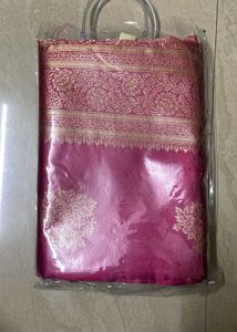 Elegant Pink Silk Saree with Gold Weave