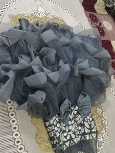 Elegant Grey Ruffled Party Dress