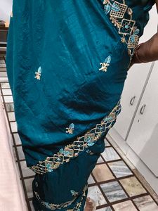 Elegant Teal Embroidered Saree
