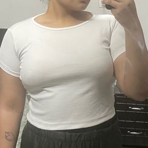 White Crop Top/ Baby Tee