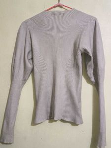 Ribbed Mock Neck Long Sleeve Top