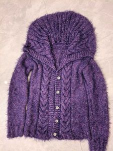 purple knit cardigan