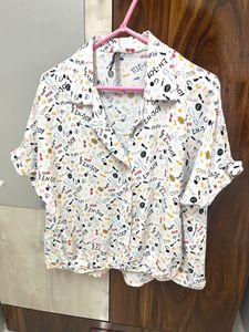 Fun Graphic Print Button-Down Shirt