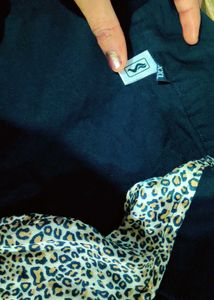 Unique Black Jacket with Leopard Print Detail