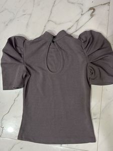 Puff Sleeve Mock Neck Top