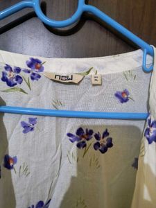 White Floral Print Open Front Top