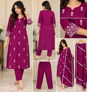 Women's Purple Kurta Set with Dupatta