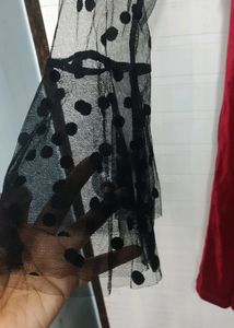 Red Velvet Polka Dot Mesh Dress Never Used...