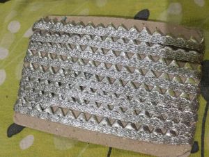 2 Silver Embellished Lace Trim