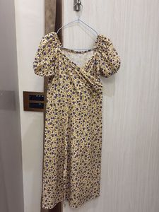 Floral Puff Sleeve Wrap Dress