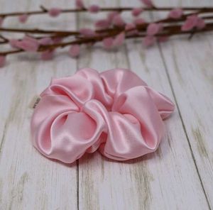 Set Of 3 L,M,S Pink Satin Scrunchies
