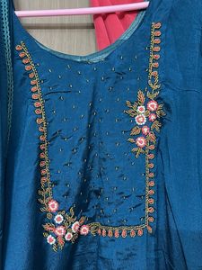 Blue Embroidered Kurta Set 3 pcs for L &amp;xl