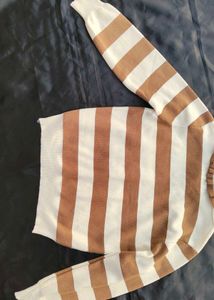 Striped Knit Sweater with Bow Detail