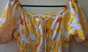 Yellow Floral Tiered Mini Dress