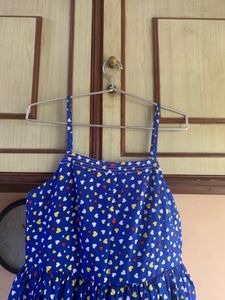 Blue Heart Print Mini Dress