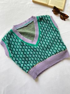 Retro Argyle Knit Vest