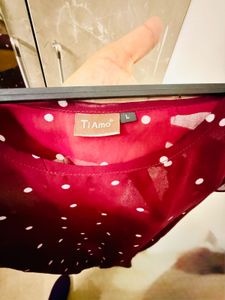 Polka Dot Ruffle Sleeve Top