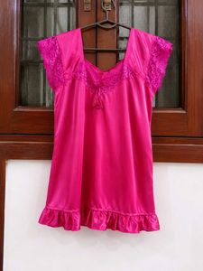 Satin Lace Trim Pajama Set