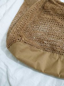 beach vacation huge spacious Mesh woven Tote Bag