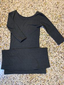 Gray Long Sleeve Maxi Dress