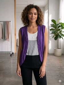 Purple Sleeveless Cardigan Top