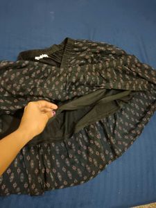 Boho Print Black Skirt