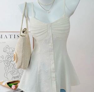Chic White Button-Up Camisole Top