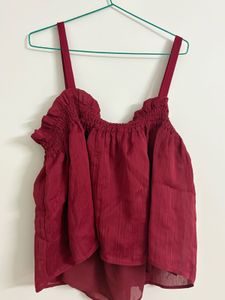 Chic Ruffled Maroon Top👠🥤❤️‍🔥