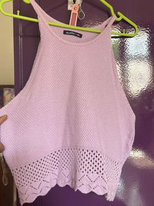 Lavender Knit Crop Top