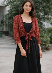 Floral Print Tie Front Shrug
