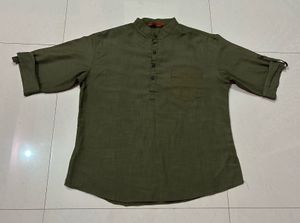 Olive Green Linen Shirt