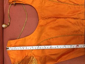 1-TimeUsed GreyLehngaWthOrangeBorder+Blouse+Dupat