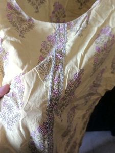 Yellow Printed Kurti for women