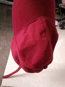 Red Baseball Cap with Unique Clip Detail