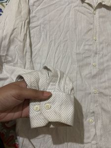 Men's White Dotted Casual Shirt