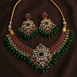 Traditional Gold-Plated Kundan Necklace Set