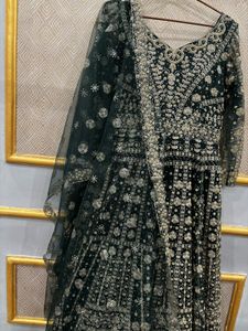 Exquisite Emerald Green Embroidered Gown