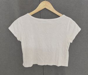 Cream Cropped T-Shirt