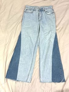 Unique Two-Tone Wide Leg Jeans