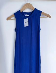 Stunning Blue Ribbed Bodycon Dress