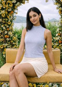 Sleek Grey Ribbed Mock Neck Tank Top