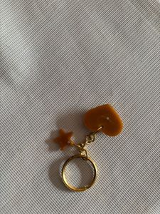 Gold Heart &amp; Star Keychain