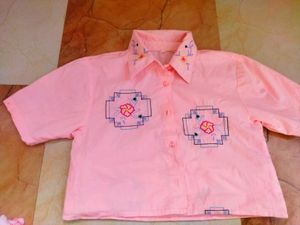 Pink Embroidered Cropped Blouse