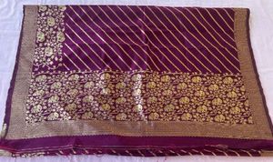 Elegant Purple Striped Saree