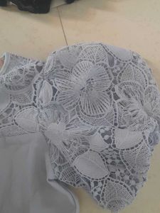 Sky blue lace pattern frock